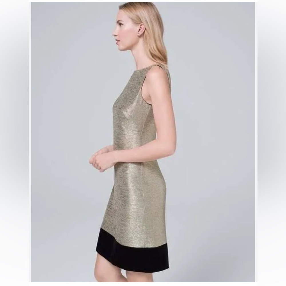 WHBM Metallic & Velvet Mini Shift Dress - Picture 2 of 13